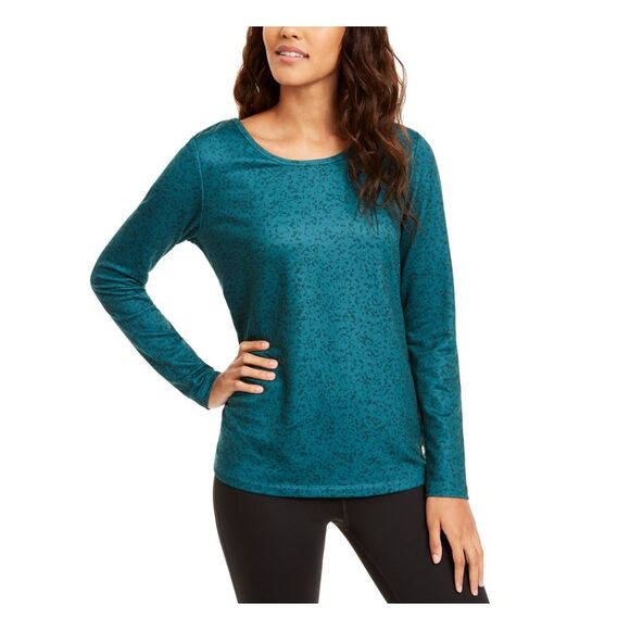 IDEOLOGY Tops - IDEOLOGY Womens Green Printed Long Sleeve Jewel Neck Top Size: XS